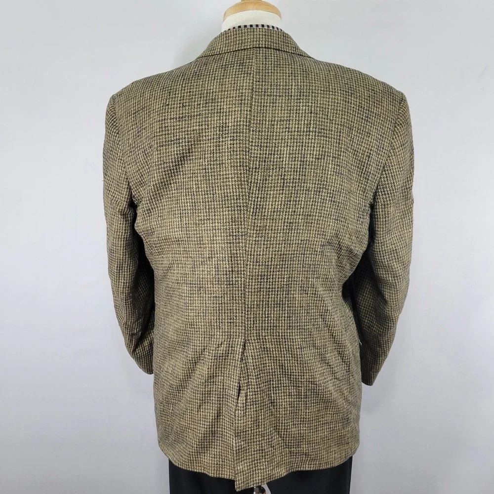 VTG‎ Hart Schaffner Marx Men's Sport Coat Blazer Two Button Houndstooth Silk 42R